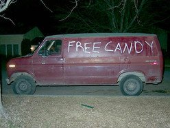 Handing Out Candy to Kids Van 